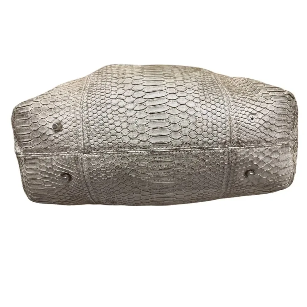 VTG Pauric Sweeney Italy Genuine Python Leather Ivory Satchel Purse Bag